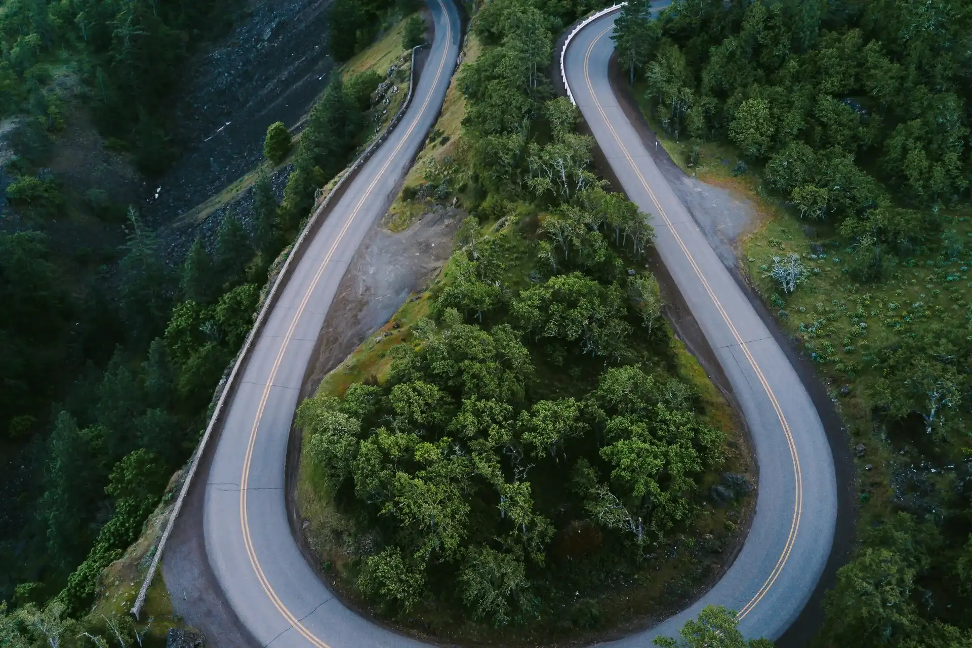 Winding horseshoe curve on the Historic Columbia River Highway at Rowena Crest, Oregon