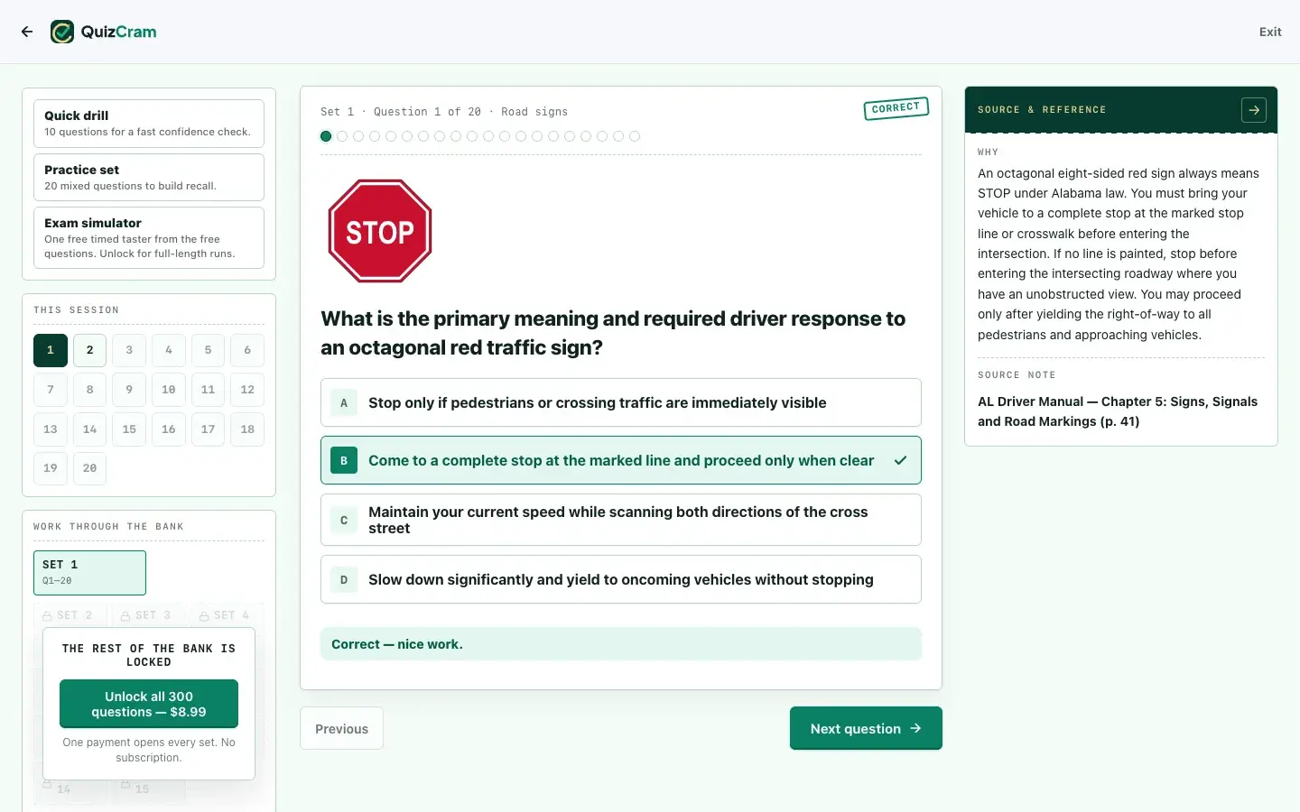 Alabama ALEA Permit quiz on a laptop screen