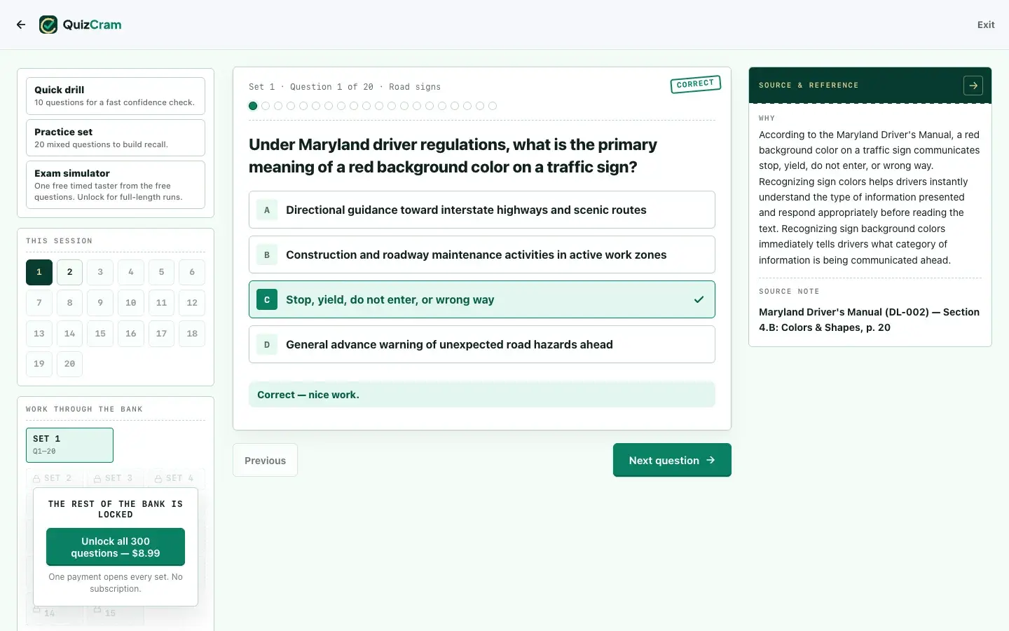 Maryland MVA Permit quiz on a laptop screen