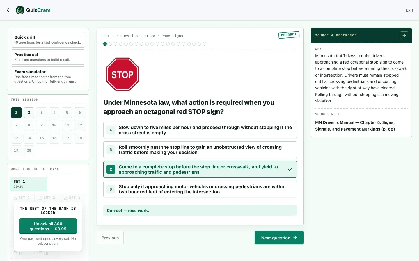Minnesota DVS Permit quiz on a laptop screen