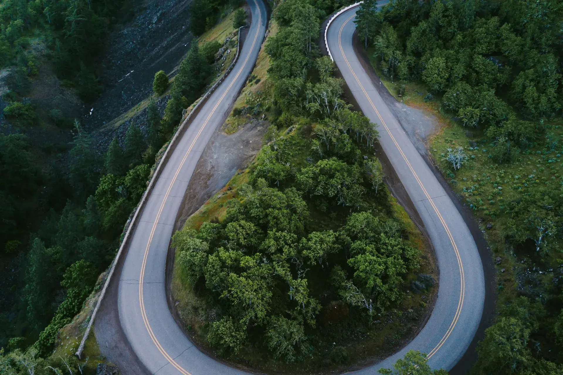 Winding horseshoe curve on the Historic Columbia River Highway at Rowena Crest, Oregon